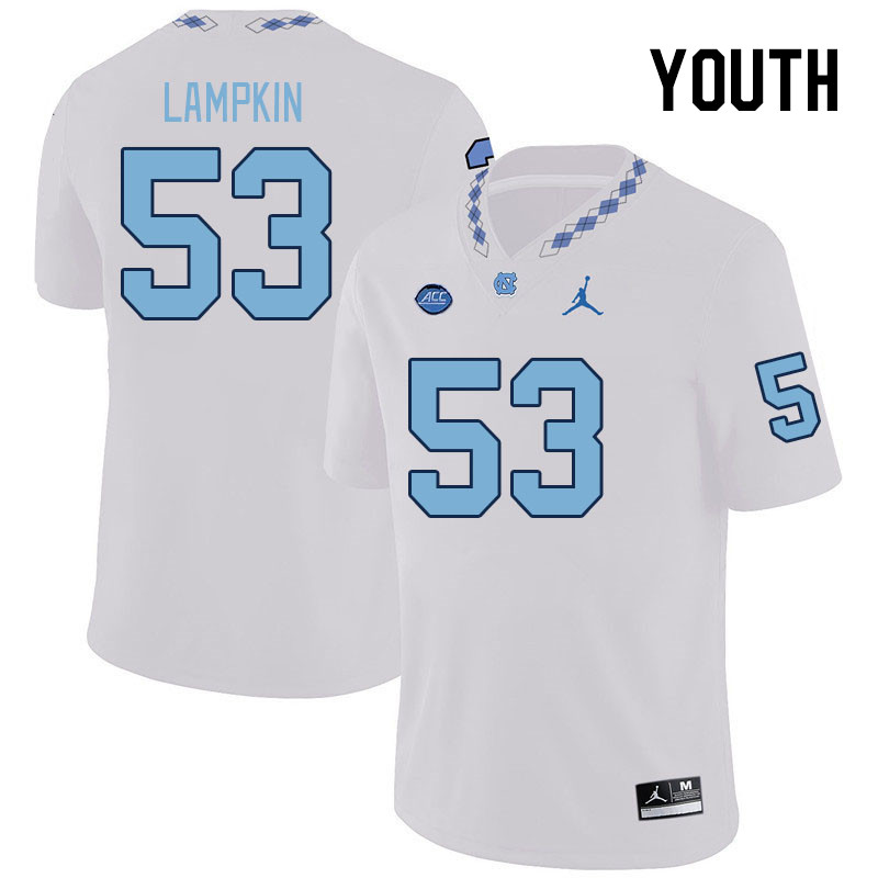 Youth #53 Willie Lampkin North Carolina Tar Heels College Football Jerseys Stitched-White